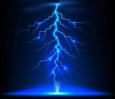 Lightning of blue with a black background.Vector vector