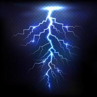 Lightning of blue on black background with transparency for design.Vector vector