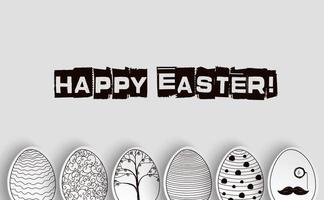 Easter eggs background with pattern coloring book on black and white