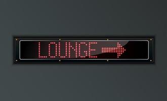 VIP Lounge arrow LED digital Sign.vector vector