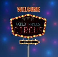 Shining background retro light banner with the word circus.vector vector