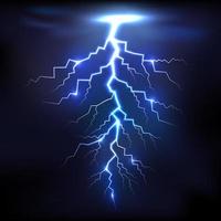 Lightning of blue on black background with transparency for design.Vector vector