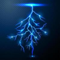 Lightning of blue on black background with transparency for design.Vector vector