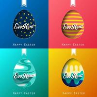 Set of four eggs happy colorful Easter background vector