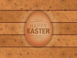 Easter brown egg on wooden background vector