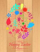 Easter egg made from flowers on wooden background vector