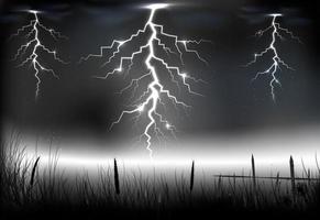 Lightning storm with on a dark background vector