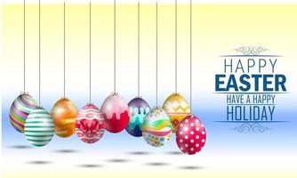 Easter eggs on yellow blue background.Vector vector