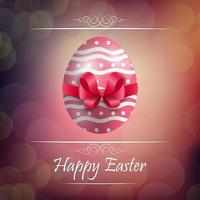 Easter egg background with red ribbon vector