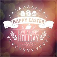 Happy Easter Typography greeting card. Blurred background.Vector vector