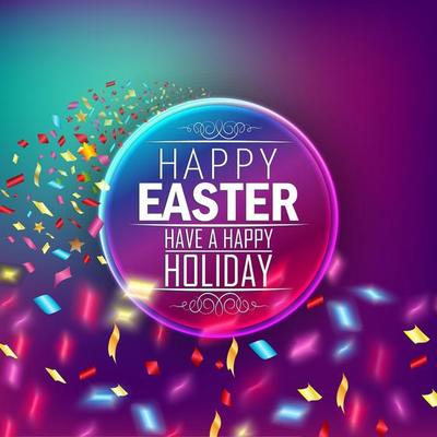 Greeting card with round label on purple background.Vector