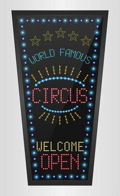 Retro sign with blue lights and the word circus