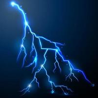 Lightning of blue with a black background.Vector vector