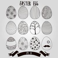 Easter eggs with ribbon background the pattern for coloring book. Vector