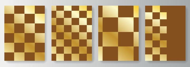 Set collection of brown backgrounds with golden squares. Chess board