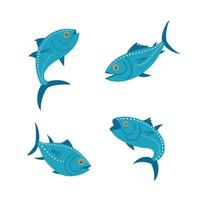 A set of different tuna swimming in different directions vector