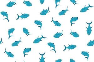 Seamless pattern with different tuna swimming in different directions vector