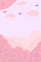 fondo abstracto con nubes rosas y pájaros. vector