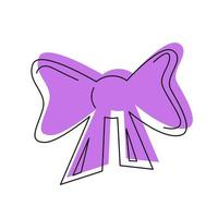 Purple bow in the style of a doodle. vector