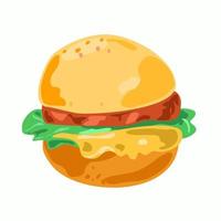 Hamburger with green lettuce. vector