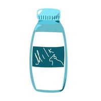 Milk bottle with cap and label. vector