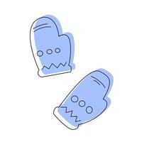 Blue mittens in the doodle style. vector