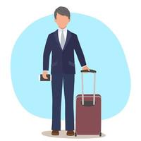 Businessman or a manager with a suitcase for traveling vector