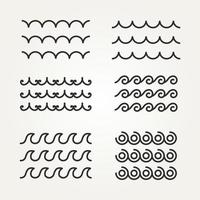 set type of wave icon line art template vector