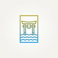 itsukushima shrine torii gate minimalist line art vector