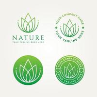 set of nature logo minimalist line art emblem logo vector