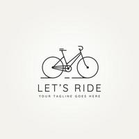 let's ride bicycle minimalist line art icon logo vector