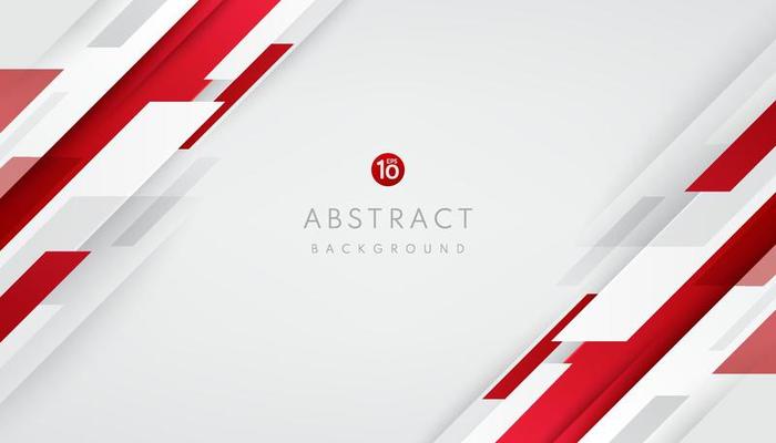 Abstract futuristic red and silver gray geometric overlapping diagonal dynamic movement on white background. You can use it for cover templates, posters, web banners, flyers, print ads. Vector EPS10