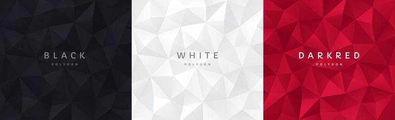 Set of abstract 3D black, white and dark red geometric polygonal pattern background with copy space. You can use for cover, poster, banner web, flyer, Landing page, Print ad. Vector EPS10