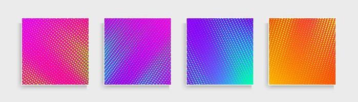 conjunto de patrón de puntos abstractos con color vibrante rosa, azul, púrpura, naranja amarillo. diseño de colección de textura de puntos de color de moda. puede usarse para portada, afiche, banner web, volante, anuncio impreso. pasos vectoriales vector
