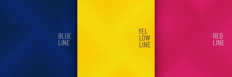 Set of abstract line stripes geometric square shape pattern on blue, yellow, pink red background. Simple flat line vibrant color futuristic concept collection design. Vector illustration