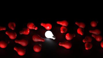 Light bulbs on dark background. Idea concept. 3D Illustration. photo