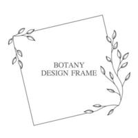 Geometric flower wreath with leaves and branches. Botany round frame isolated on white background. For wedding invitations, postcards, posters, labels of cosmetics and perfumes. vector