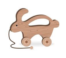 Children's Toys for Children's Games and entertainment Cartoon Wooden toys Wooden rabbit Vector Illustration