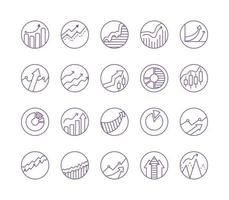 A set of icons for graphs and diagrams in a vector. Analytics and financial symbols. Vector illustration