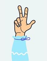 Hands showing two finger gesture. For use on textiles, packaging paper, souvenirs, printing, posters, postcards. vector