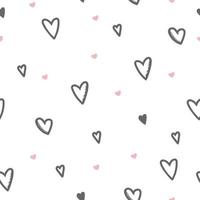 Seamless pattern of pink and gray hearts on a white background. Use on Valentines Day on textiles, wrapping paper, backgrounds, souvenirs. Vector illustration