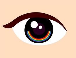 An eye with eyeliner in the colors of the LGBT rainbow. The concept of the LGBT community. Vector illustration.