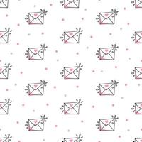 Seamless pattern of Valentine envelopes on a white background. Use on Valentines Day on textiles, wrapping paper, backgrounds, souvenirs. Vector illustration