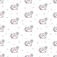 Seamless pattern of Valentine envelopes on a white background. Use on Valentines Day on textiles, wrapping paper, backgrounds, souvenirs. Vector illustration