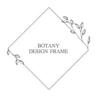 Geometric flower wreath with leaves and branches. Botany round frame isolated on white background. For wedding invitations, postcards, posters, labels of cosmetics and perfumes. vector