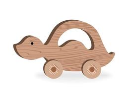 Children's Toys for Children's Games and entertainment Cartoon Wooden Toys Wooden turtle Vector Illustration