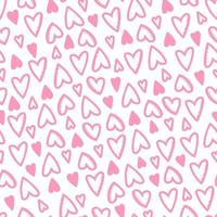 Seamless pattern of pink hearts on a white background. Use on Valentines Day on textiles, wrapping paper, backgrounds, souvenirs. Vector illustration