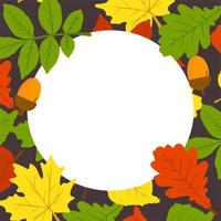 un marco hecho de hojas de otoño. las hojas son de roble, abedul, álamo temblón, arce. tema de otoño. espacio para copiar. aplicable para impresión, carteles, postales, sitios web. ilustración vectorial vector