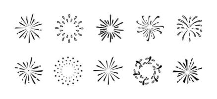 Fireworks isolated on a white background. A set of festive fireworks. vector