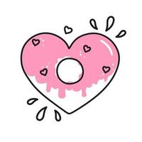 donut de elemento vectorial para el día de san valentín. símbolos de amor dibujados a mano en un estilo lineal. Aislado en un fondo blanco. vector